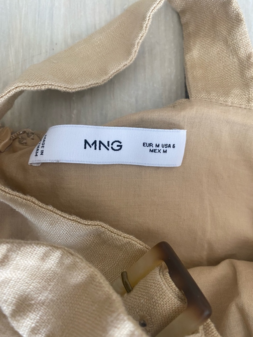 Mango MNG Tan 100% Linen Dress Size M - Picture 3 of 5
